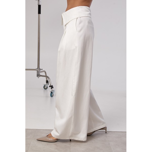 Брюки женские широкие белые хлопок baggy Lurex