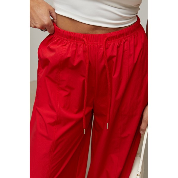 Штаны женские спортивные плащевка свободные красный Lurex