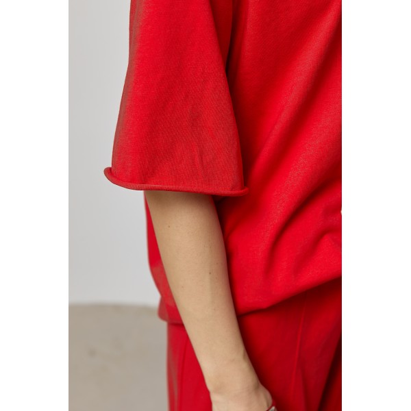 Костюм женский трикотажный свободного кроя красный Lurex