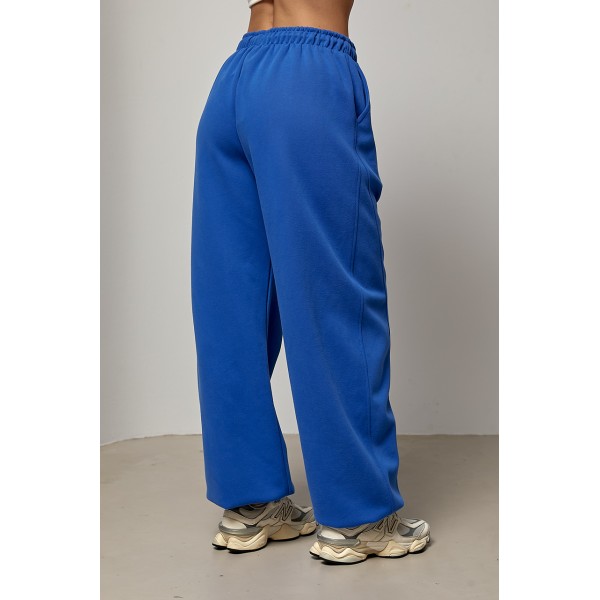 Спортивные брюки женские трикотажные широкие синие Lurex