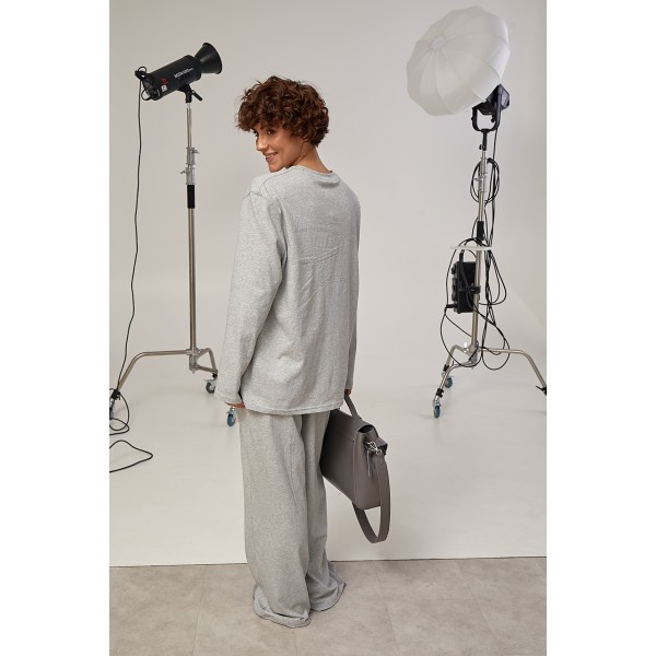 Костюм трикотажный женский хлопковый свободный серый Lurex