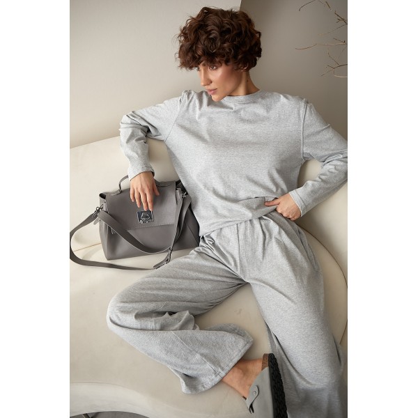 Костюм трикотажный женский хлопковый свободный серый Lurex