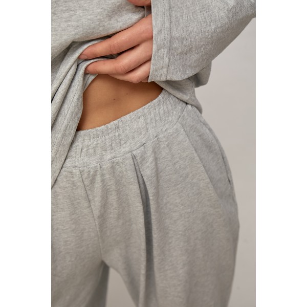 Костюм трикотажный женский хлопковый свободный серый Lurex