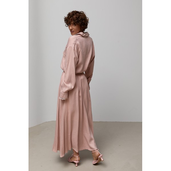 Костюм жіночий з мереживом віскоза рожевий Lurex