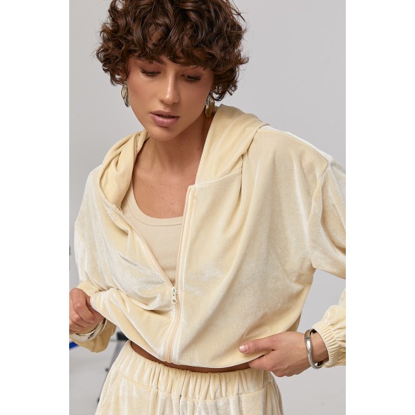 Костюм спортивный женский велюровый свободный кремовый Lurex