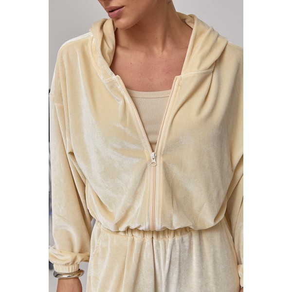 Костюм спортивный женский велюровый свободный кремовый Lurex