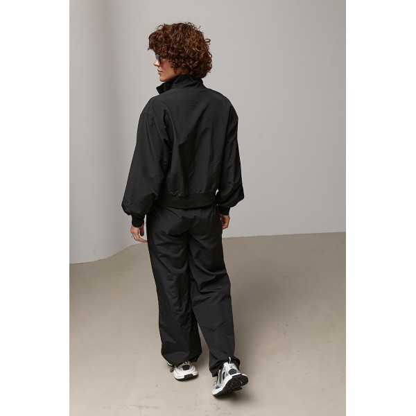 Костюм спортивный свободный с курткой черный Lurex