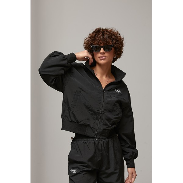 Костюм спортивный свободный с курткой черный Lurex