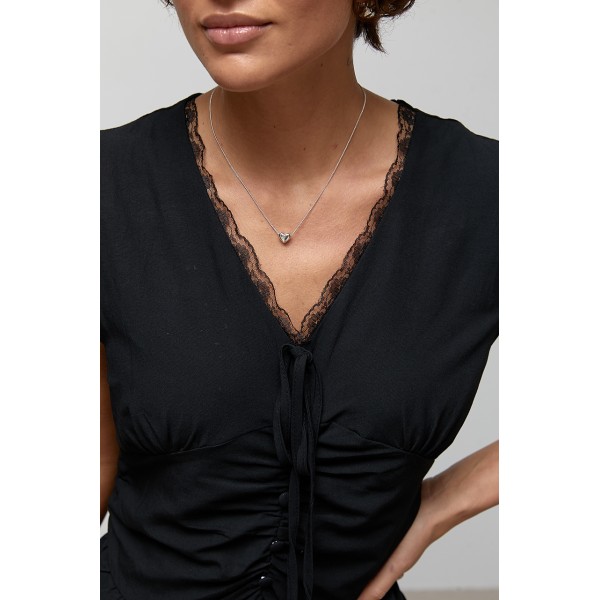 Жіноча мінісукня кльош з мереживом чорна Lurex