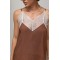 Сукня-сарафан жіноча лляна з мереживом коричнева Lurex