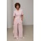 Костюм жіночий літній із запахом з трикотажу рожевий Lurex