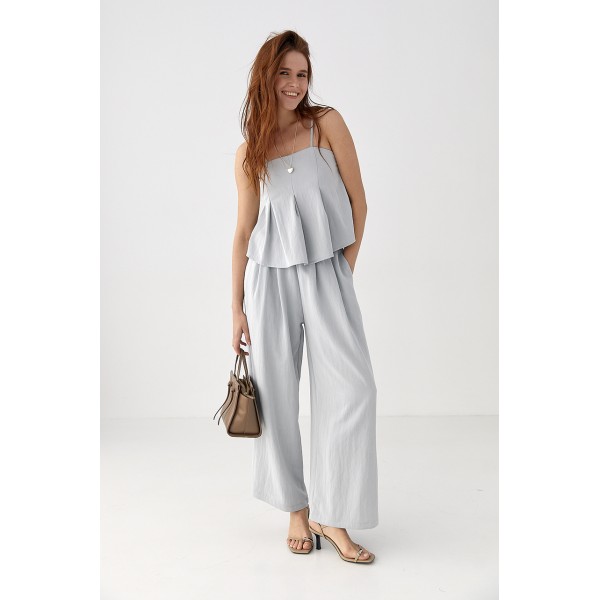 Костюм женский летний полиэстер серый Lurex