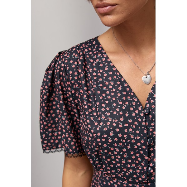 Плаття жіноче коротке квіткове з мереживом Lurex