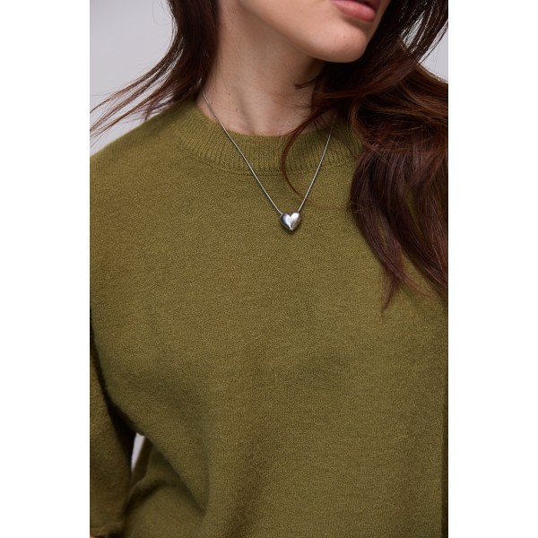 Кофта женская оверсайз короткий рукав хаки Lurex