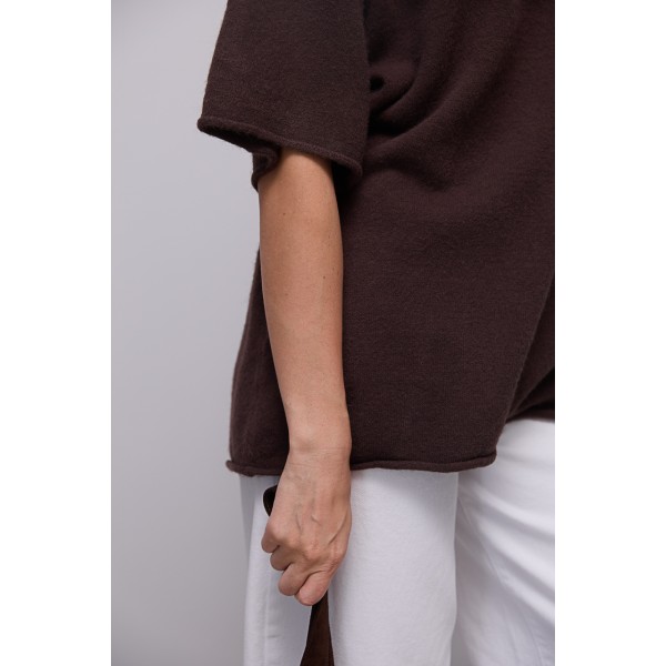Кофта женская оверсайз короткий рукав коричневая Lurex