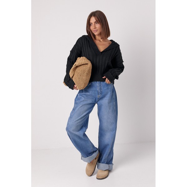Кофта жіноча поло акрил чорна Lurex
