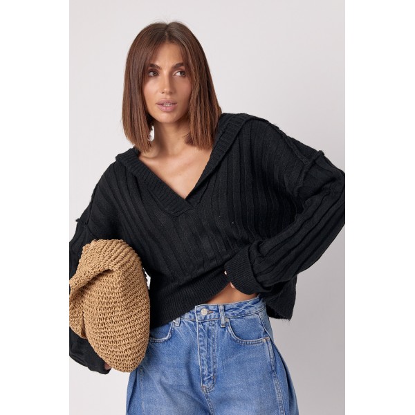 Кофта жіноча поло акрил чорна Lurex