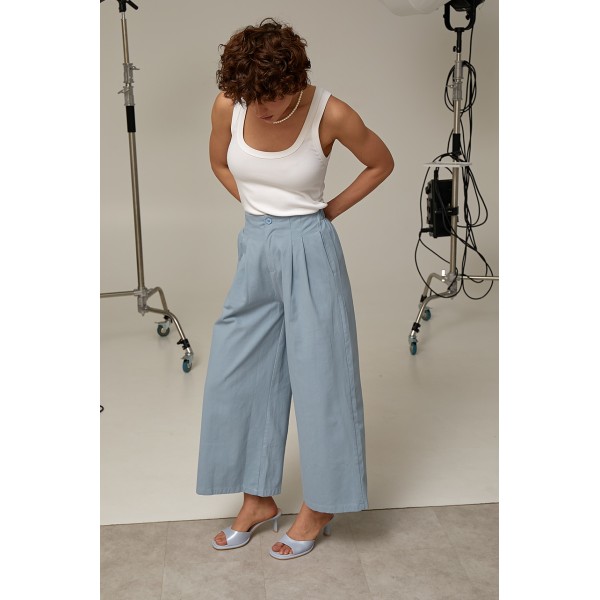 Штаны женские укороченные голубые Lurex