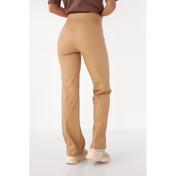 Брюки женские классические из экокожи Lurex