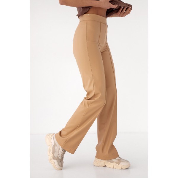Брюки женские классические из экокожи Lurex