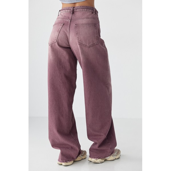 Джинси жіночі кольорові Baggy на завязках Lurex