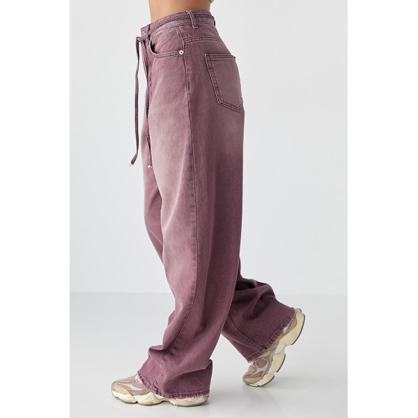 Джинси жіночі кольорові Baggy на завязках Lurex