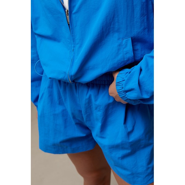 Костюм спортивный ветровка шорты плащевка синий Lurex