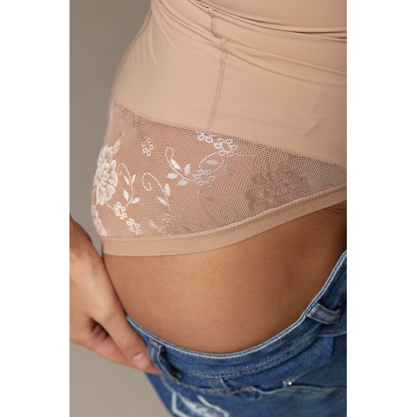 Боди женское утягивающее с кружевом бежевое Lurex