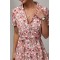 Сукня жіноча коротка квіткова з коміром бежева Lurex