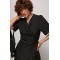 Костюм жіночий літній із запахом з трикотажу чорний Lurex