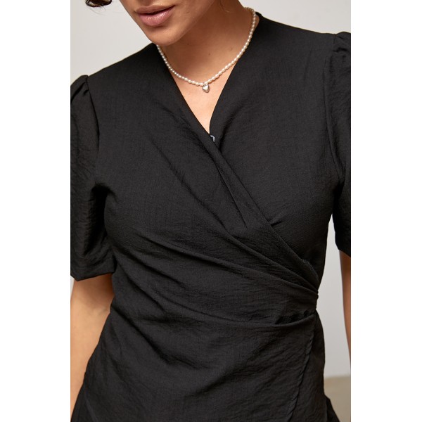 Костюм жіночий літній із запахом з трикотажу чорний Lurex