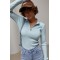 Кофта жіноча трикотажна поло на блискавці блакитна Lurex