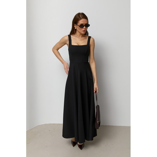 Жіноча вечірня сукня максі з відкритою спиною чорна Lurex