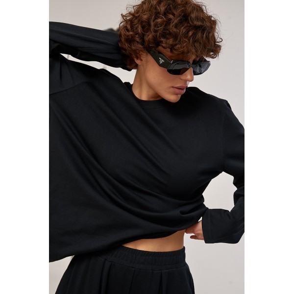 Костюм трикотажный женский хлопковый свободный черный Lurex