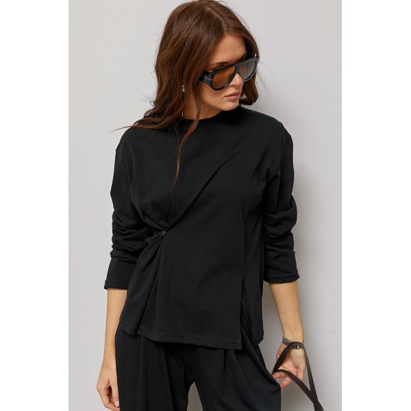 Костюм женский трикотажный свободный прямой черный Lurex