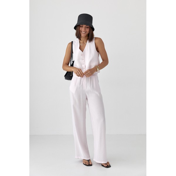 Костюм женский с жилетом модал розовый Lurex