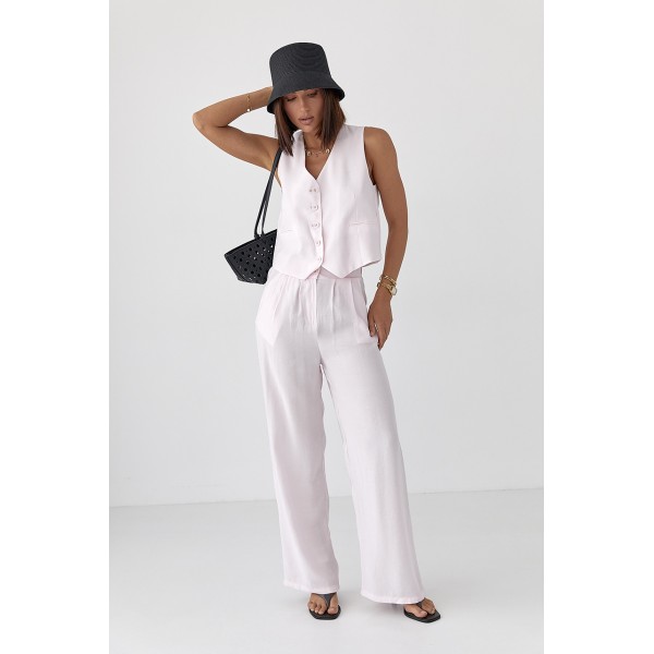 Костюм женский с жилетом модал розовый Lurex