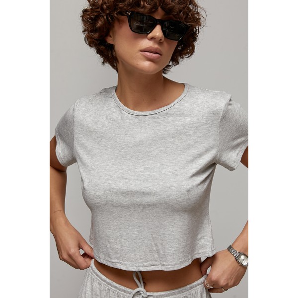 Костюм женский спортивный с брюками трикотаж серый Lurex