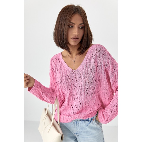 Кофта жіноча ажурна акрил рожева Lurex