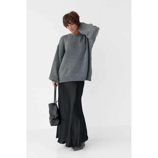 Кофта женская акриловая с рукавами-фонариками серая Lurex