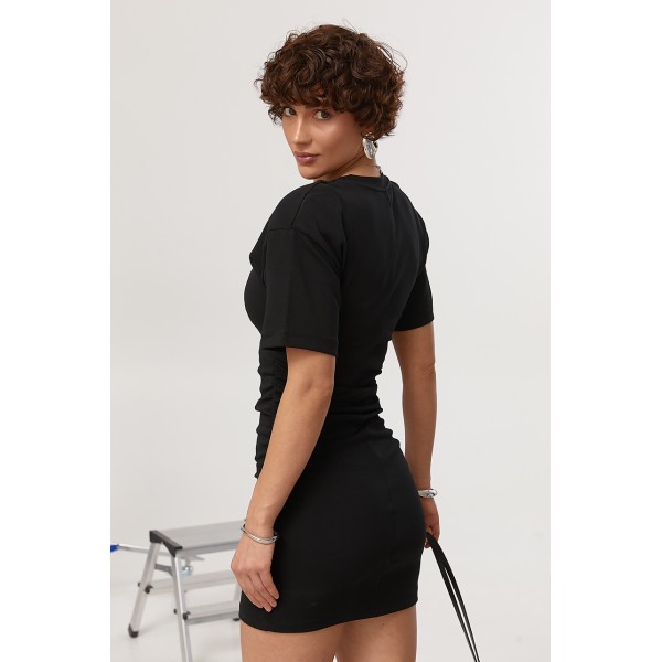 Женское трикотажное платье с подплечниками черное Lurex