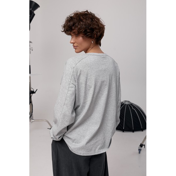 Лонгслив женский свободный серый трикотажный Lurex