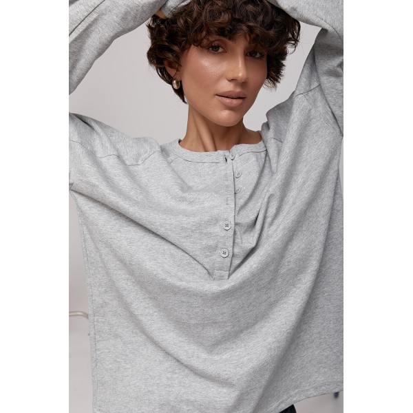 Лонгслив женский свободный серый трикотажный Lurex
