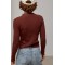 Кардиган женский базовый в рубчик на молнии коричневый Lurex