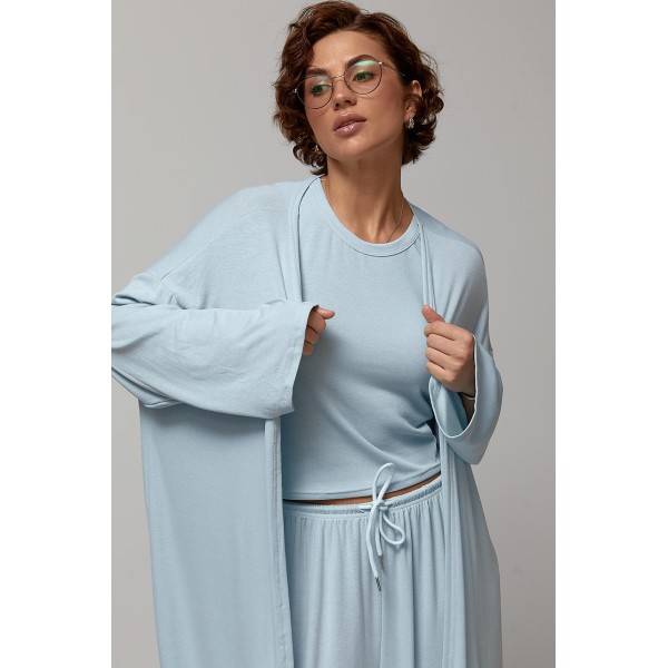 Костюм-тройка женский хлопок голубой Lurex