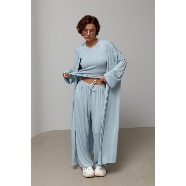 Костюм-тройка женский хлопок голубой Lurex