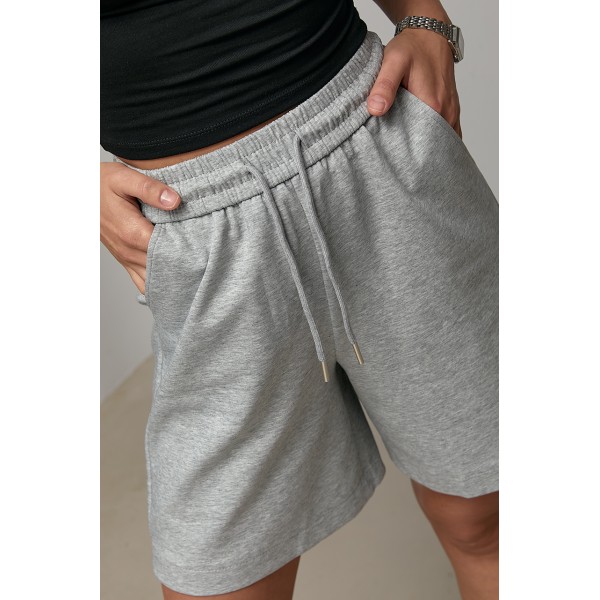 Шорты женские спортивные свободные хлопковые серый Lurex