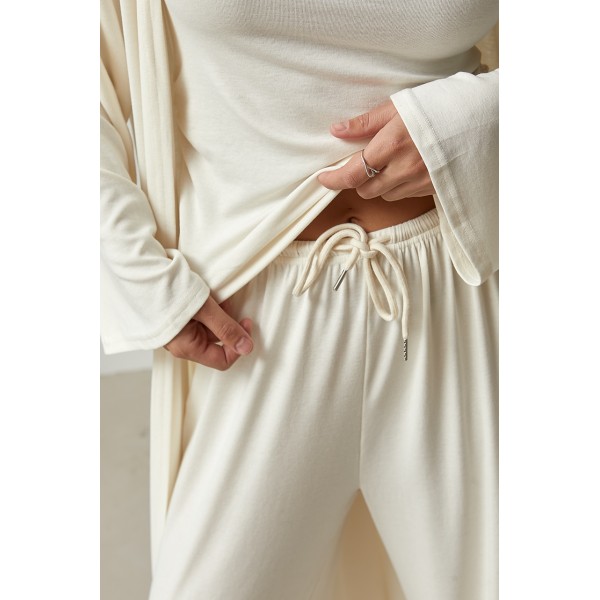 Костюм жіночий трійка трикотаж молочний Lurex