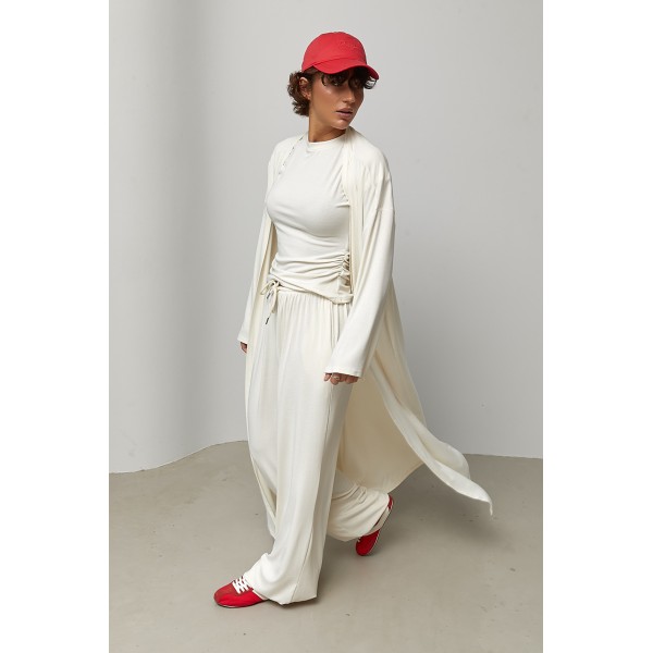 Костюм жіночий трійка трикотаж молочний Lurex