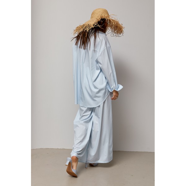 Костюм в полоску женский хлопковый с рубашкой голубой Lurex